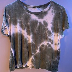 green and white tie dye shirt